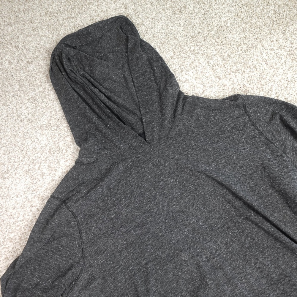 ThinkGeek Mens XXL Charcoal Gray Heathered Long Sleeve Hooded T-Shirt Thumbholes